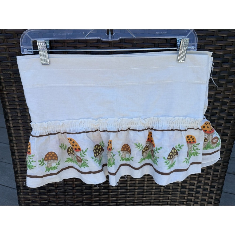 Vintage 1970s Sears Merry Mushrooms Curtain Valance 68"